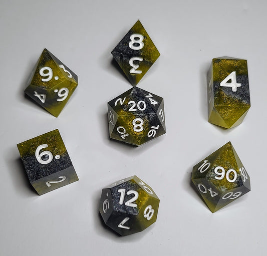 "Caution Call" 7 piece TTRPG Dice Set