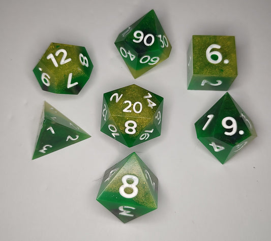 "Lemony Lime" 7 piece TTRPG Dice Set