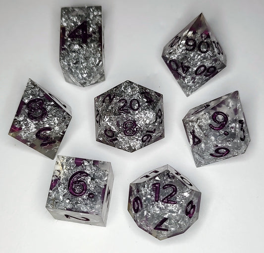 "A Silver Tongue" 7 piece TTRPG Dice Set