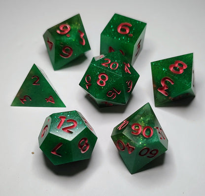 "Lipstick on an Ogre" 7 piece TTRPG Dice Set