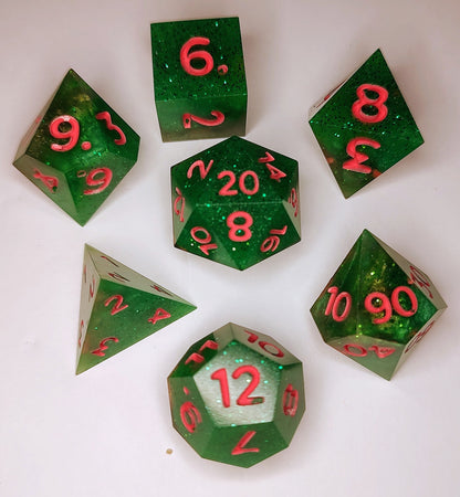 "Lipstick on an Ogre" 7 piece TTRPG Dice Set