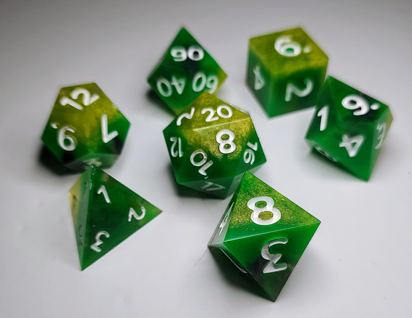 "Lemony Lime" 7 piece TTRPG Dice Set